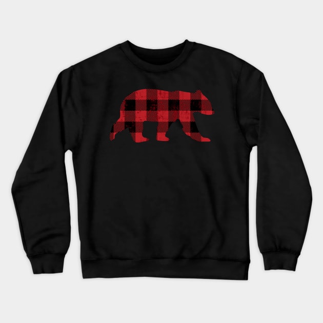 Red Buffalo Check Vintage Bear for Gay Bear Pride | BearlyBrand Crewneck Sweatshirt by The Bearly Brand